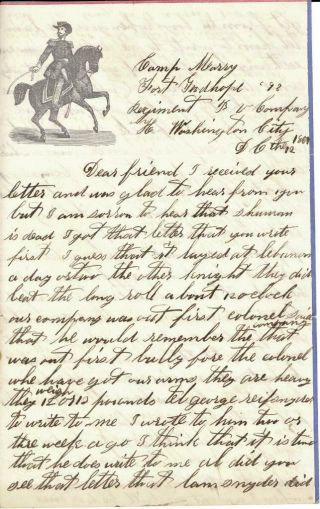 Civil War Soldier Illustrated Letter - Fort Goodhope Camp Murray 1861 3