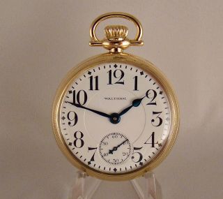 Antique Waltham Vanguard 23j 14k Gold Filled Open Face 16s Railroad Pocket Watch