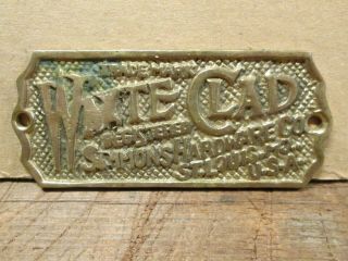 Antique White Clad Ice Box - Brass Name Plate,  1 1/2 " X 3 5/8 "