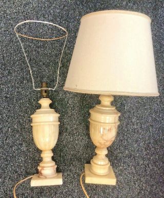 Vintage Cream Italian Marble Base Table Lamps