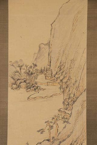 JAPANESE HANGING SCROLL ART Painting Sansui Landscape Asian antique E8074 4