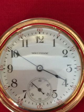 Gorgeous 1907 Waltham Pocket Watch Solid 14K Gold Hunter Case,  15 Jewel,  Size 0s 11