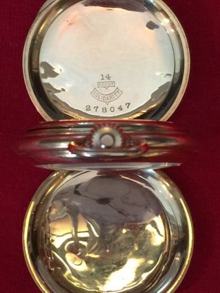 Gorgeous 1907 Waltham Pocket Watch Solid 14K Gold Hunter Case,  15 Jewel,  Size 0s 6