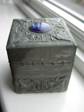Art Nouveau / Arts & Crafts Wooden Pewter Clad Trinket Box