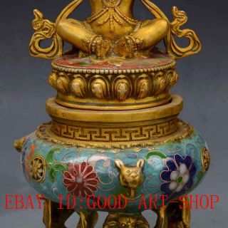 Chinese Vintage Brass Handwork Cloisonne King Kong Buddha Incense Burner L13 3