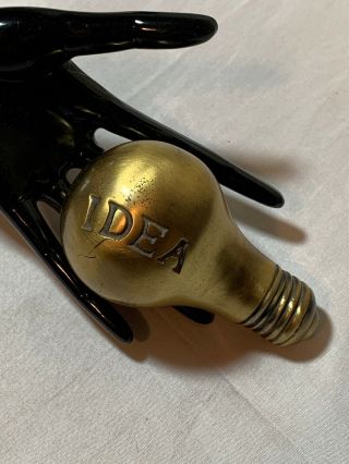 Curtis Jere Mid Century “idea” Brass Lightbulb Paper Weight 1976