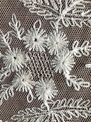 C.  1900 needlerun embroidered net lace scarf / tie COLLECT COSTUME 2