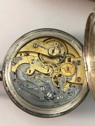 Antique GIRARD PERREGAUX.  800 SILVER CHRONOGRAPH 51 MM Pocket Watch Collectors 6