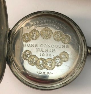 Antique GIRARD PERREGAUX.  800 SILVER CHRONOGRAPH 51 MM Pocket Watch Collectors 7