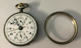 Antique GIRARD PERREGAUX.  800 SILVER CHRONOGRAPH 51 MM Pocket Watch Collectors 9