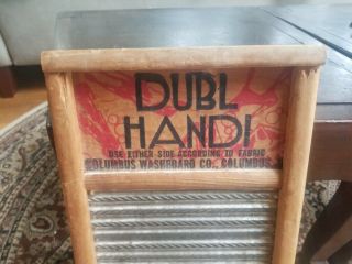 Vintage Dubl Handi Washboard Columbus Ohio Wood and metal Farmhouse décor - NR 2