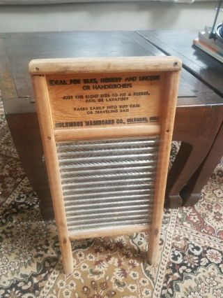 Vintage Dubl Handi Washboard Columbus Ohio Wood and metal Farmhouse décor - NR 3