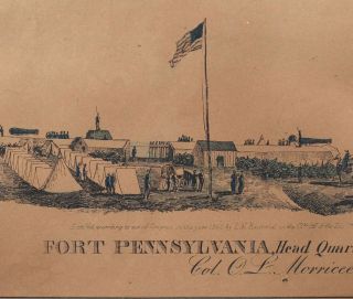 RARE,  Fort Pennsylvania Head Quarters of the 113th Regt.  NYS Col.  O.  L.  Moricee 4