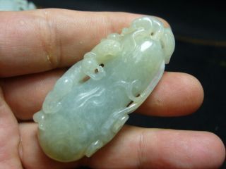 Natural Burma/ Chinese Jade (jadeite) Hand Carved Jade Pendant - See Video 7