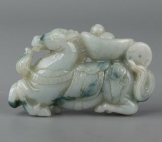 Chinese Exquisite Hand Carved Horse Carving Jadeite Jade Statue
