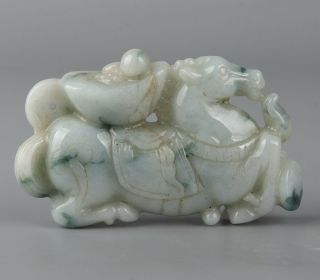 Chinese Exquisite Hand carved horse Carving jadeite jade statue 4