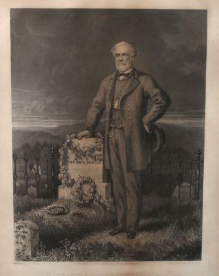 Antique Rare 1867 Lithograph Confederate General Lee,  Grave of Stonewall Jackson 3
