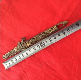 Old Chinese ancient carving dragon lettering sword with scabbard hollow ou RN 4
