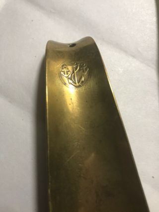 Civil War Mid 19th Century Brass Naval Anchor Marked Shoe Horn 1860’s