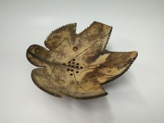 Vintage Wooden Soap Dish Holder Maple Leaf Coconut Shell Wood Handmade Bathroom 5