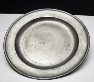 19th C Antique American Pewter Charger By R Palethorp Jr Philadelphia C1820