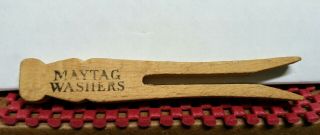 Maytag Wringer Washer - Hagerstown Md - Wooden Advertising Clothes Pin