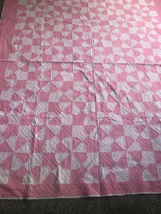 Vintage Pink Patchwork Quilt Hand Stitched/quilted 75” X 85”