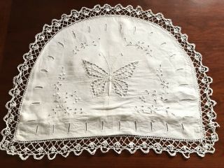Vintage Hand Embroidered White Cotton Nightdress Case Cushion Cover