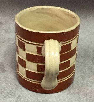 Ca 1770 Brick Red & White Checkered MOCHAWARE CUP Creamware Dipped Ware Austria 4
