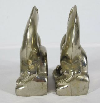 Antique 1930 ' s Art Deco Contortionist Horse Bookends Nickel Plated Kraftware yqz 5