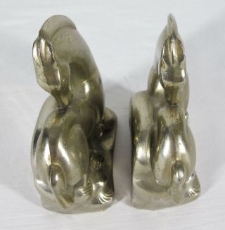 Antique 1930 ' s Art Deco Contortionist Horse Bookends Nickel Plated Kraftware yqz 8