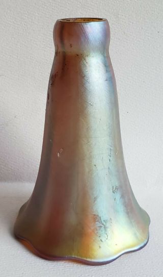 Antique Iridescent Art Glass Aurene Or Favrille Glass Shade,  Steuben Or Tiffany