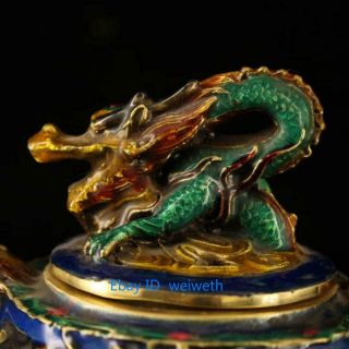 Vintage Style Chinese Cloisonne Dragon Incense Burner Statue 8