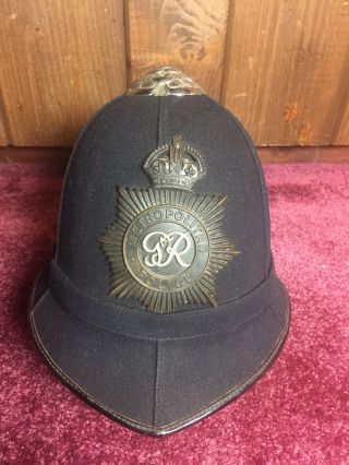 Vtg British Metropolitan Ww2 Era Bobby Helmet George Vi Christys