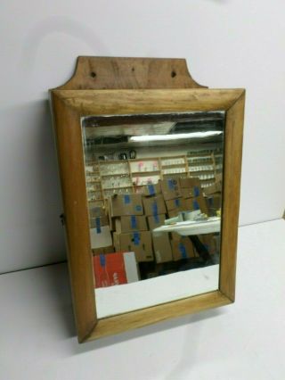 Antique Wood Mirrored " Medicine Cabinet " W/ Hardware