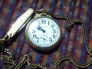 Vintage Hamilton Railroad 1939 10k Gold Filled 21 Jewel Pocket Watch Knife Chain