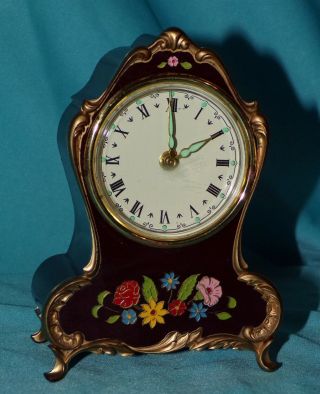 Vintage Lador Music Box Gilded Deep Burgundy Alarm Clock Glow In Dark German?