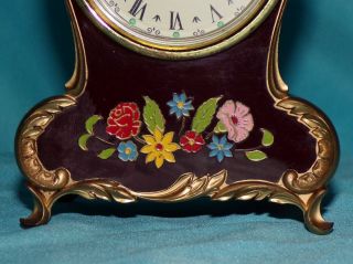Vintage Lador Music Box Gilded Deep Burgundy Alarm Clock Glow in Dark German? 2