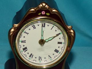 Vintage Lador Music Box Gilded Deep Burgundy Alarm Clock Glow in Dark German? 4