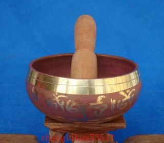 Tibetan Brass Painting Handmade Religion Prayer Sing Bowl