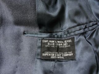 Vintage Late Vietnam era US AIR FORCE Man ' s Dress Wool Coat Jacket - Blue & Pants. 5