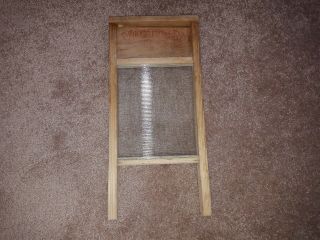 Vtg laundry Victory No 508 Wood ribbed Glass Washboard 2