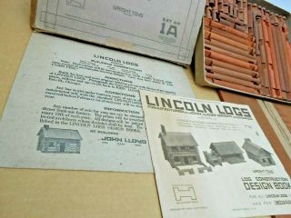 Vintage LINCOLN LOGS - C0MPLETE SET No.  1A - Patented Aug.  31,  1920 3