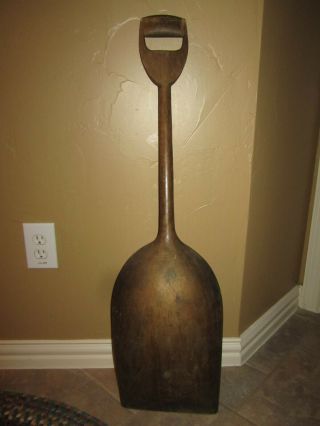 Antique Hand Carved Wooden Shovel Hand Painted Picture in Wood Bowl Folk Art 6