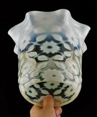 Victorian Vaseline Glass Gas Kerosene Oil Lamp Comet Shade Duplex Gallery Incl 