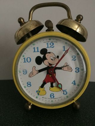 Vintage Phinney - Walker Mickey Mouse Wind - Up Alarm Clock