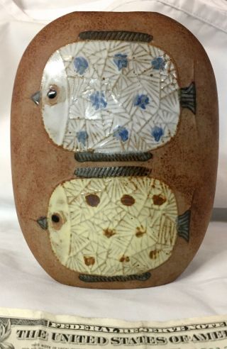 Vtg Mcm 2 Stylized Fish Ceramic Terracotta Pottery Vase 6 1/8 " H 4 5/8 " W 2 " D