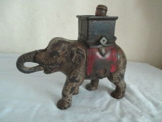 Old Cast Iron Elephant Mechanical Bank Vintage Toy