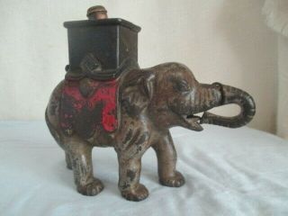 Old Cast Iron ELEPHANT MECHANICAL BANK Vintage Toy 2