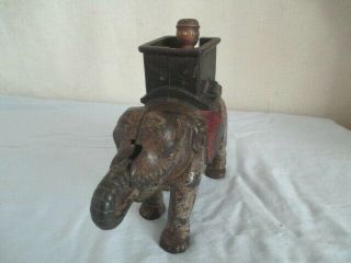 Old Cast Iron ELEPHANT MECHANICAL BANK Vintage Toy 3